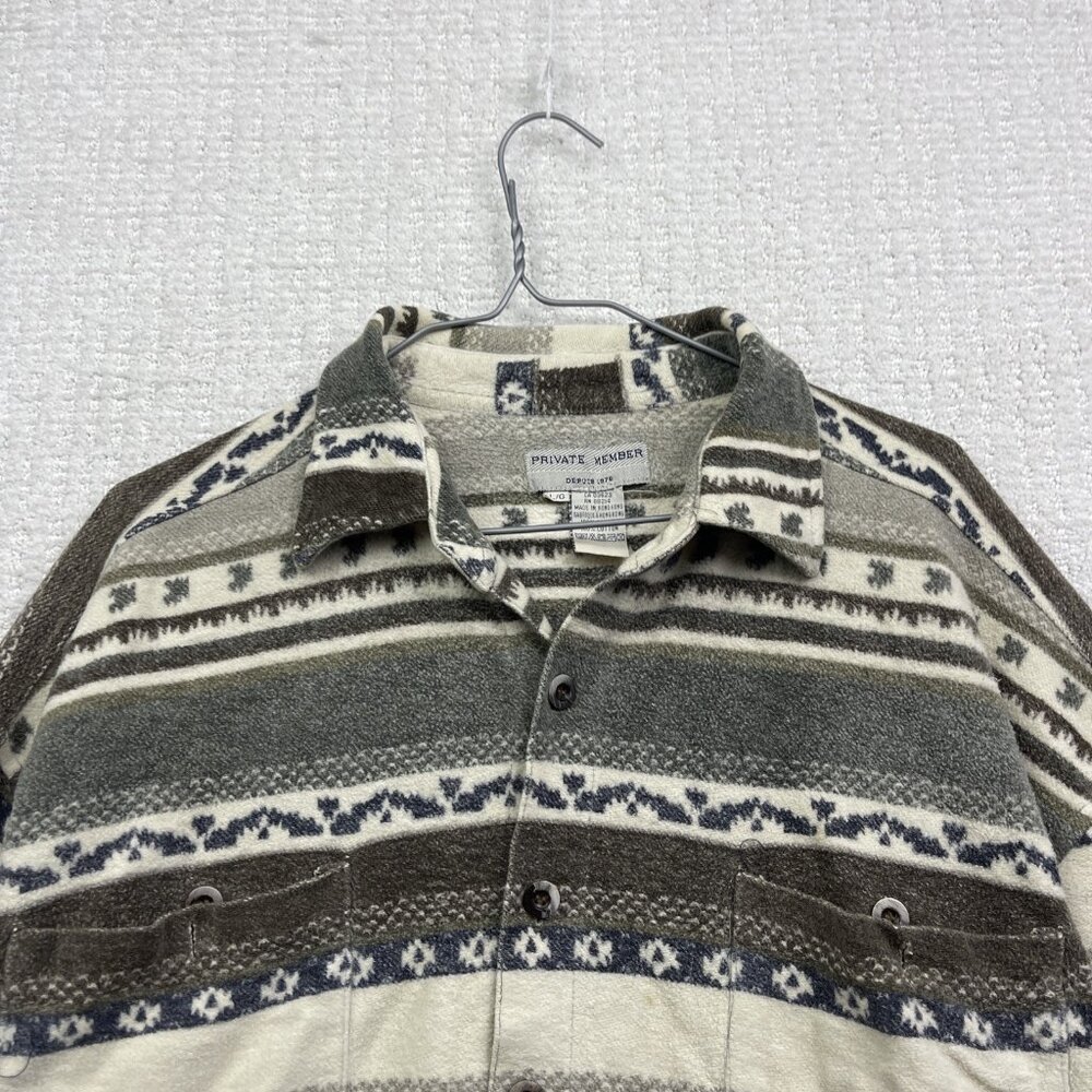 VTG Private member Heavy Button-Down Over Shirt L Aztec Southwest Pattern Retro - Picture 2 of 16